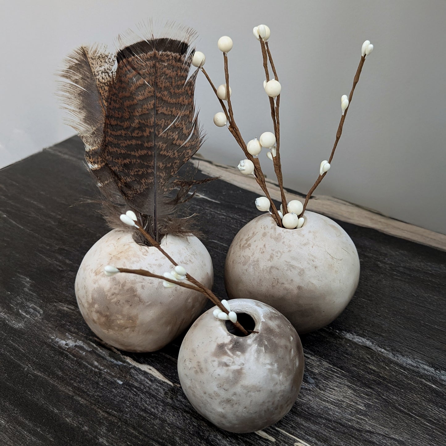Smoke-fired White Earthenware Bud Vase