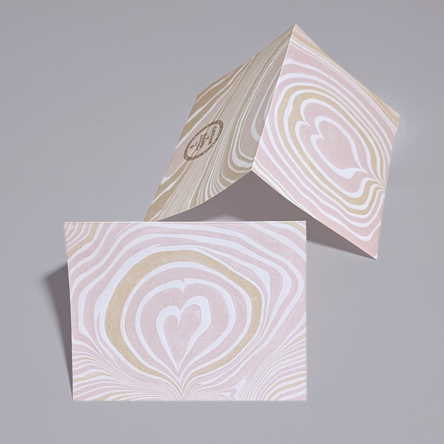Suminagashi Blush Heart Notecard Set of 2