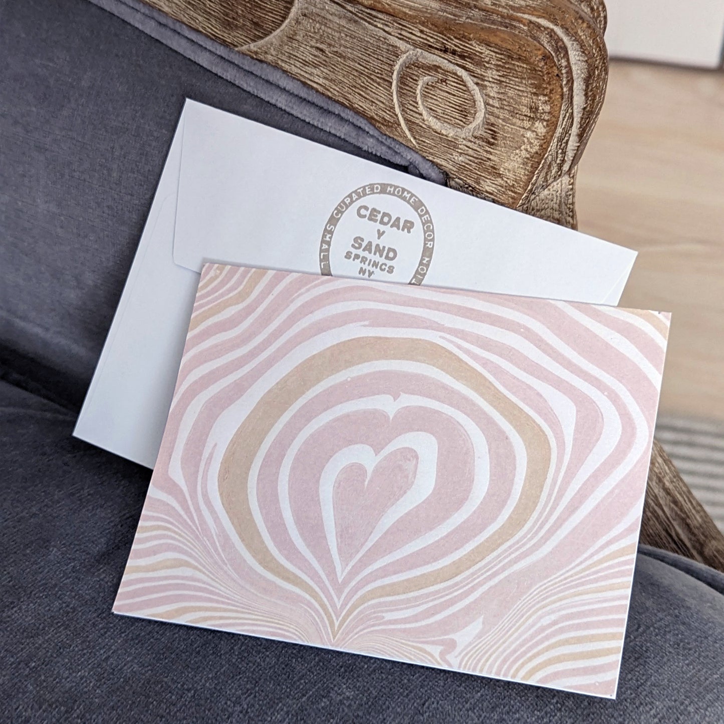 Suminagashi Blush Heart Notecard Set of 2
