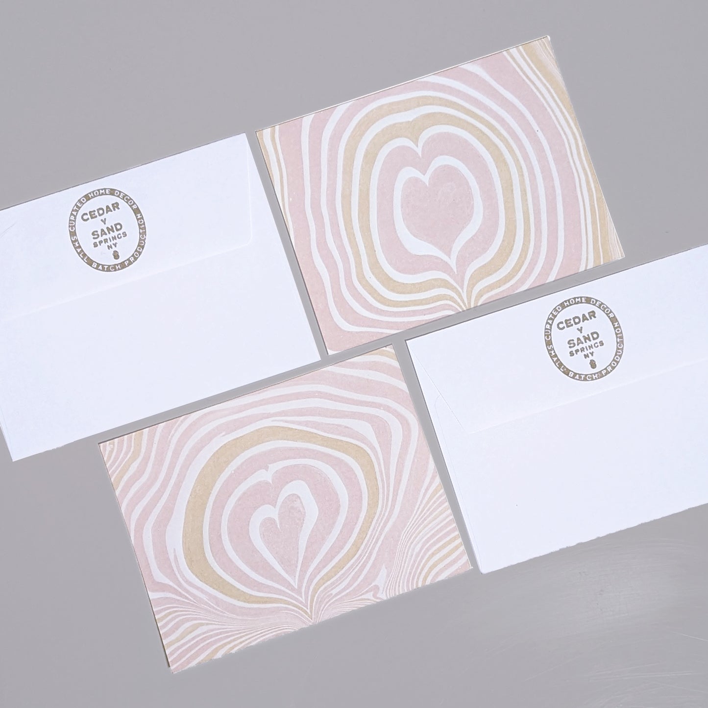 Suminagashi Blush Heart Notecard Set of 2