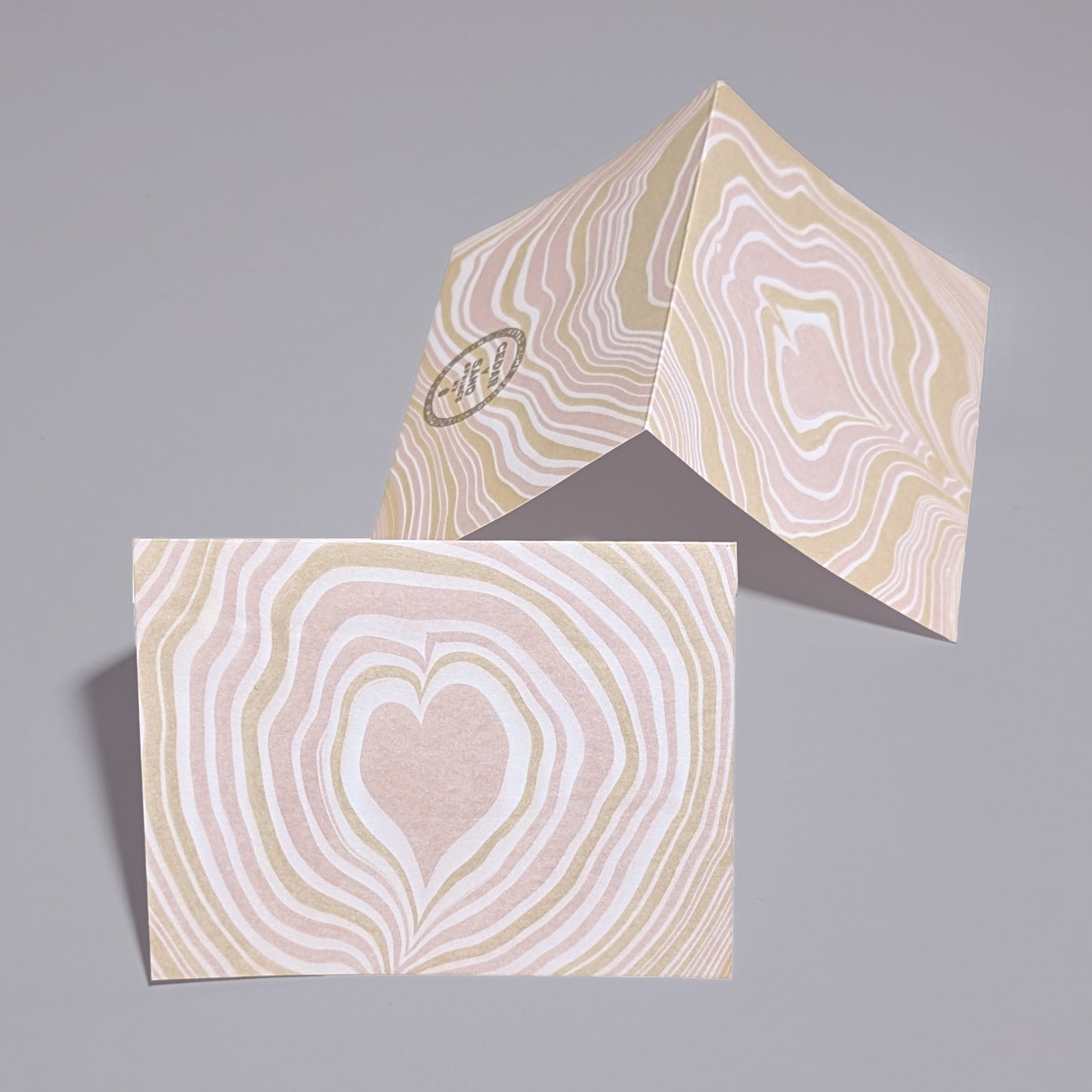 Suminagashi Blush Heart Notecard Set of 2