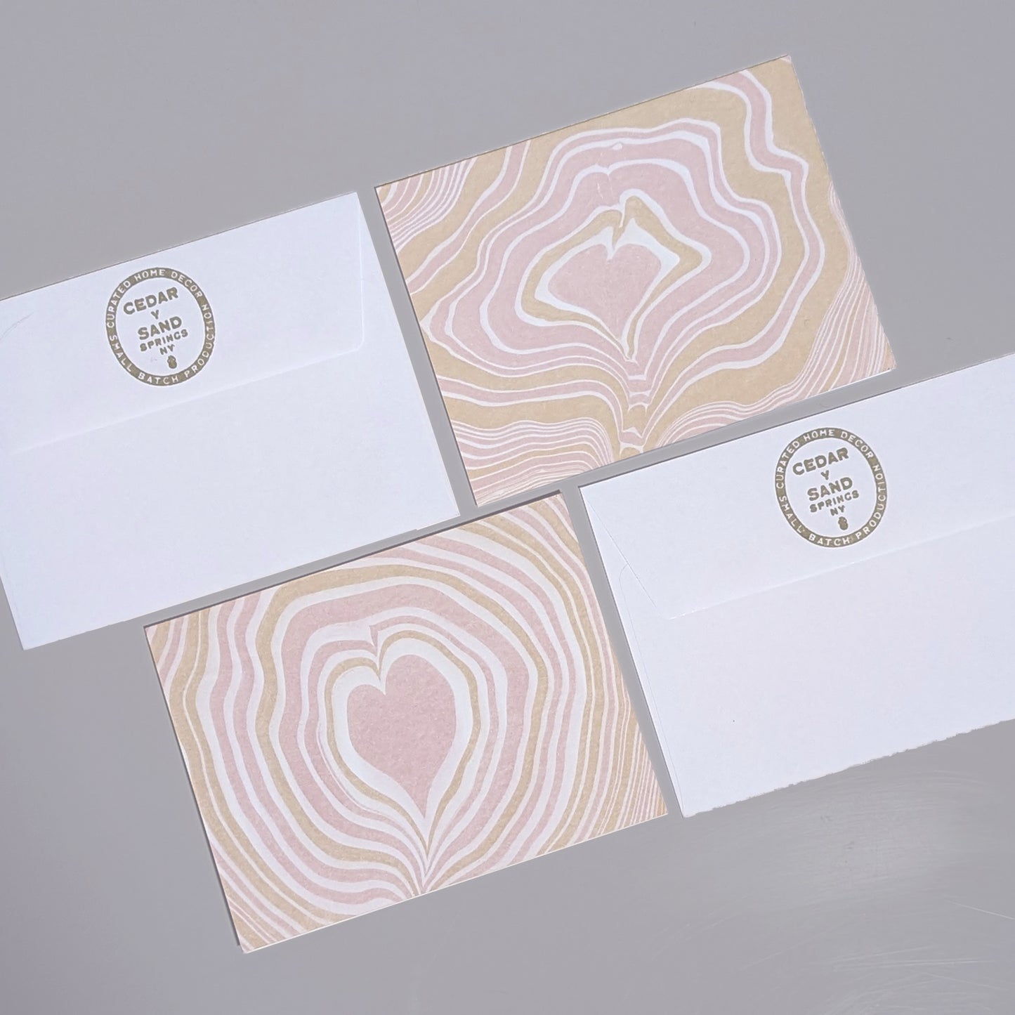 Suminagashi Blush Heart Notecard Set of 2