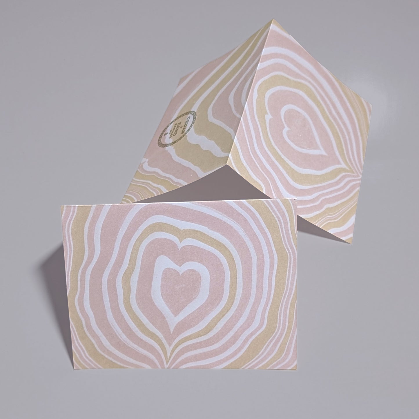 Suminagashi Blush Heart Notecard Set of 2