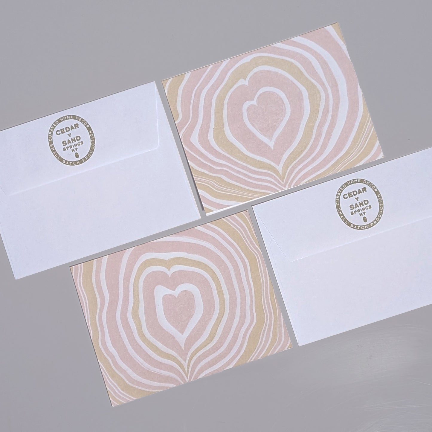 Suminagashi Blush Heart Notecard Set of 2