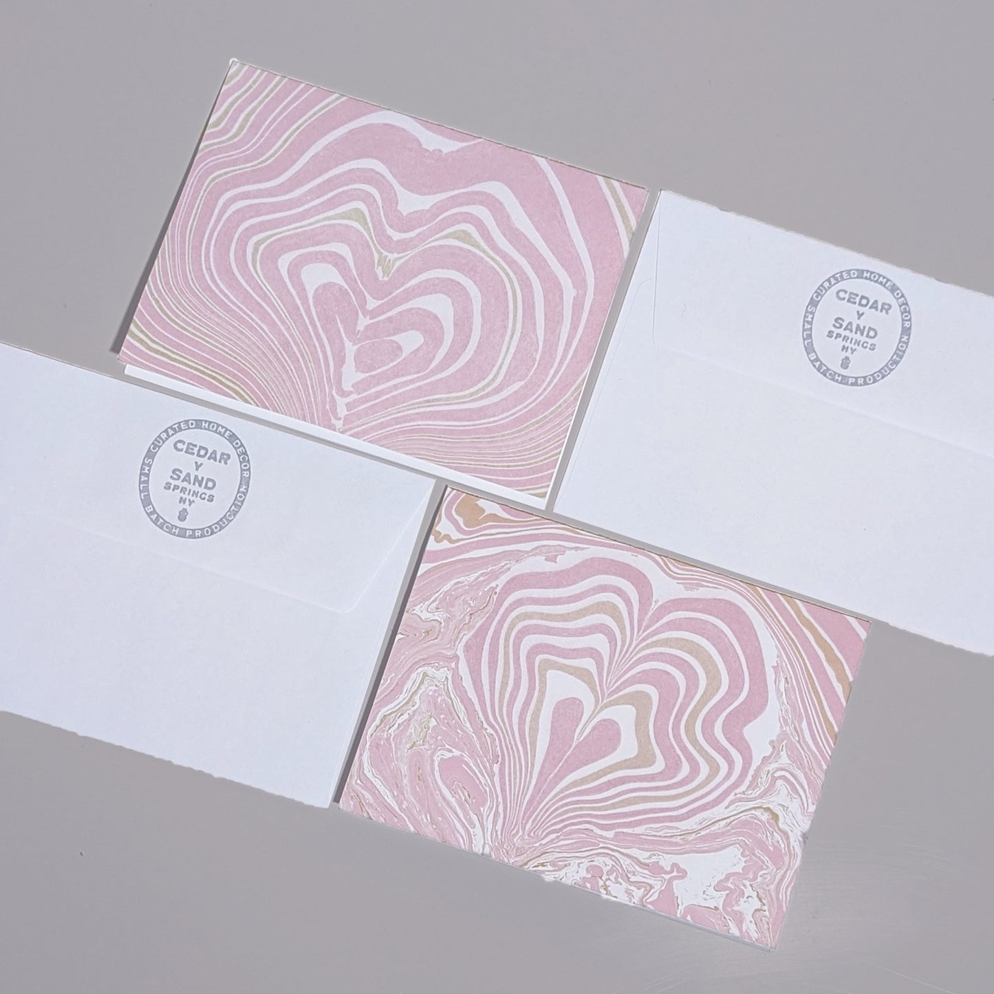 Suminagashi Rose Heart Notecard Set of 2