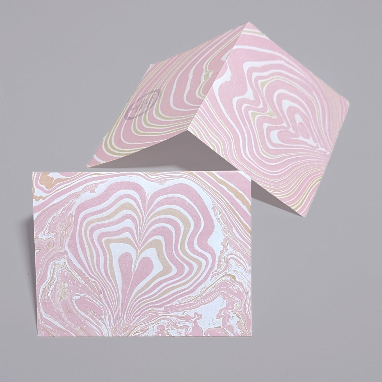 Suminagashi Rose Heart Notecard Set of 2