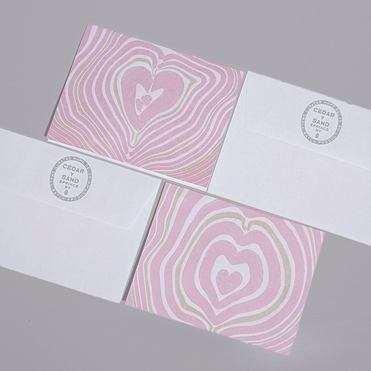 Suminagashi Rose Heart Notecard Set of 2