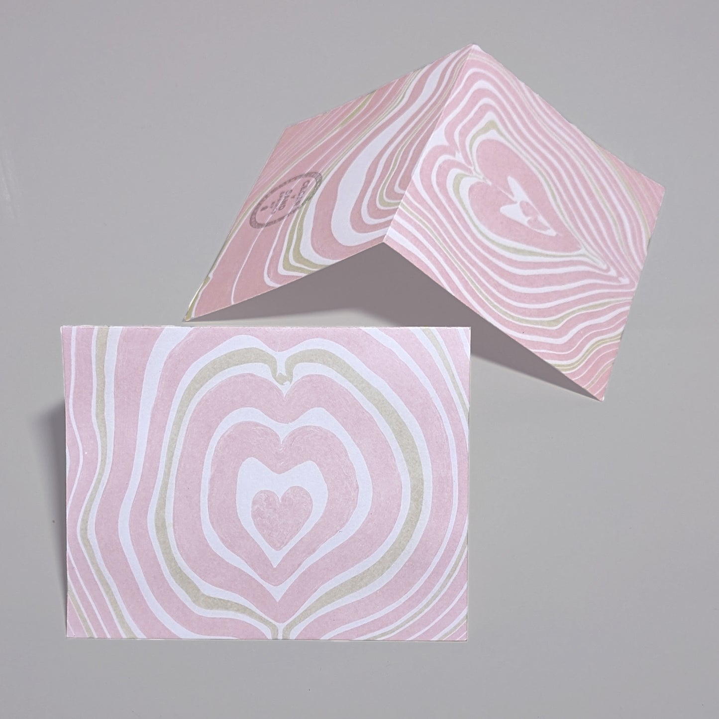 Suminagashi Rose Heart Notecard Set of 2