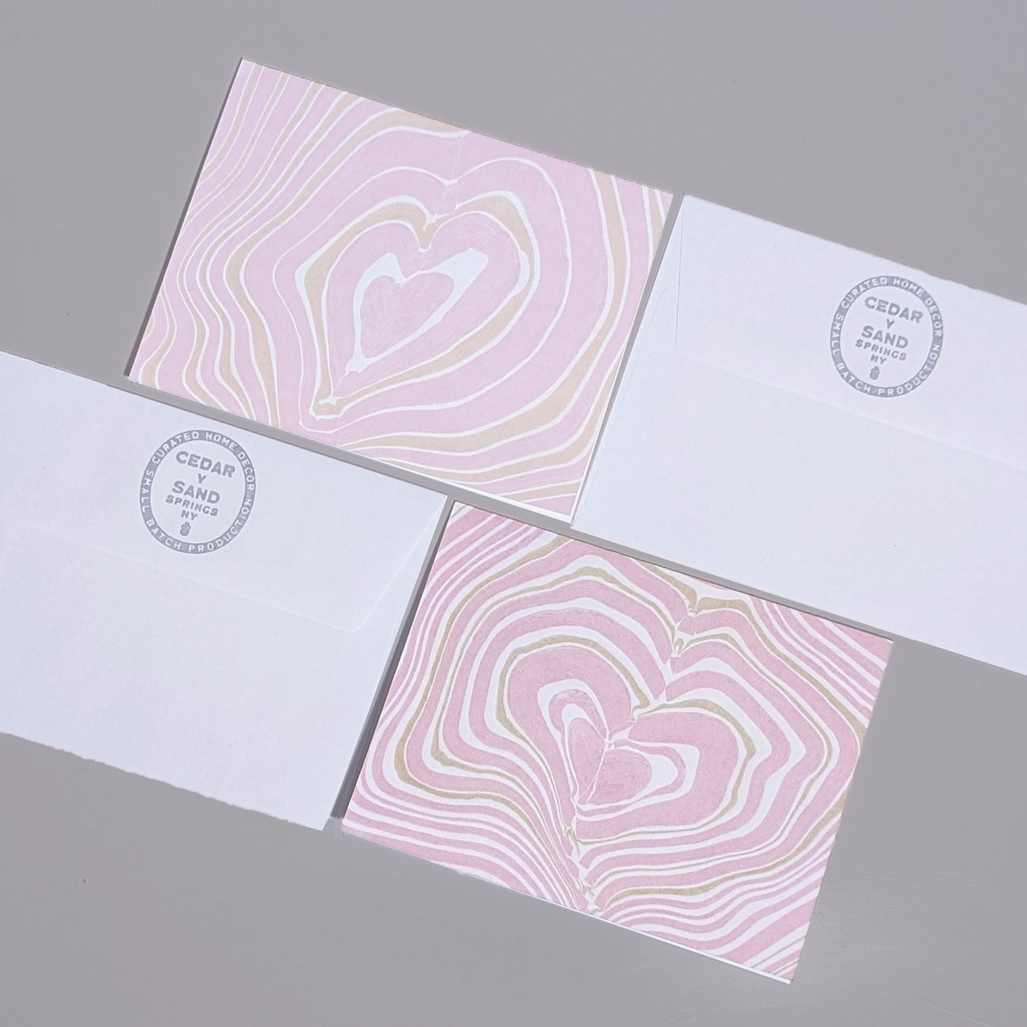 Suminagashi Rose Heart Notecard Set of 2