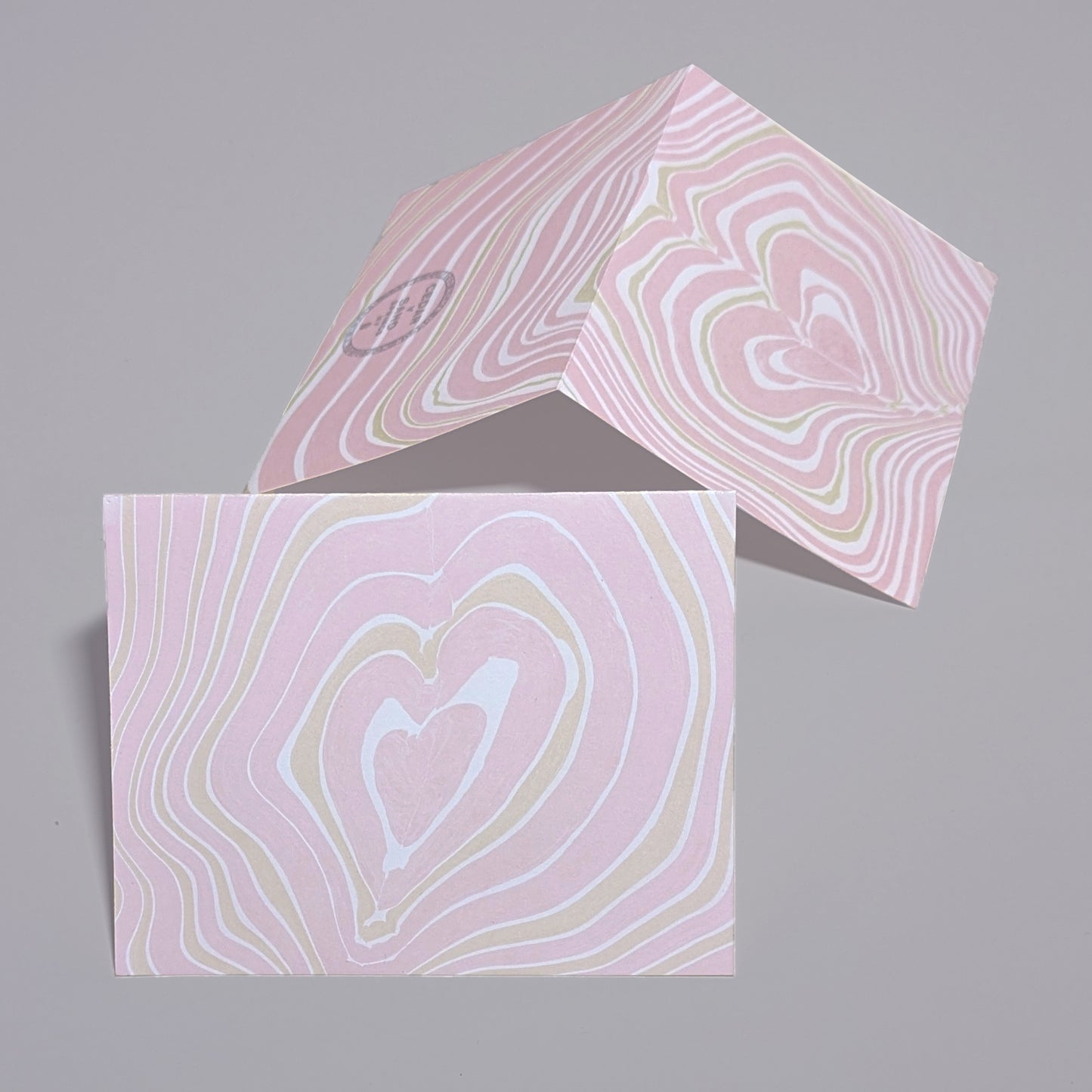 Suminagashi Rose Heart Notecard Set of 2