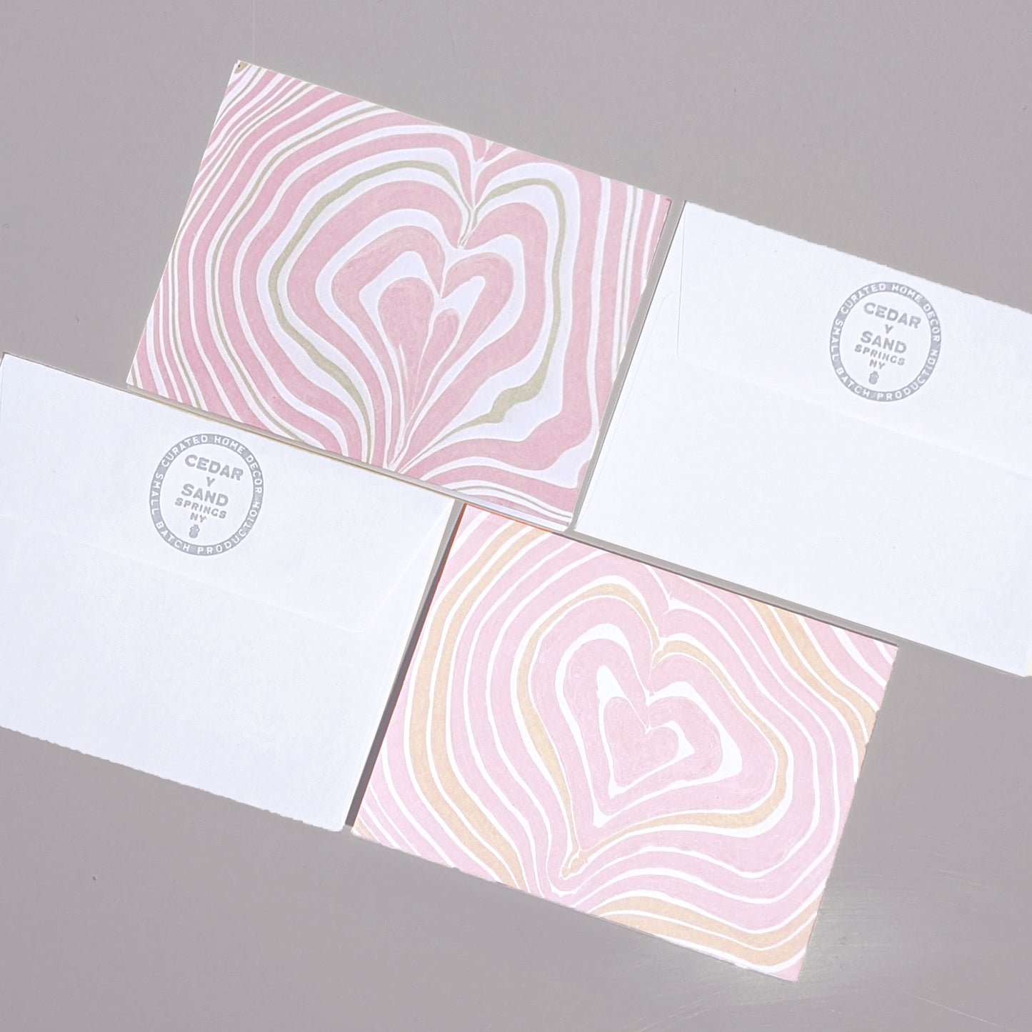 Suminagashi Rose Heart Notecard Set of 2