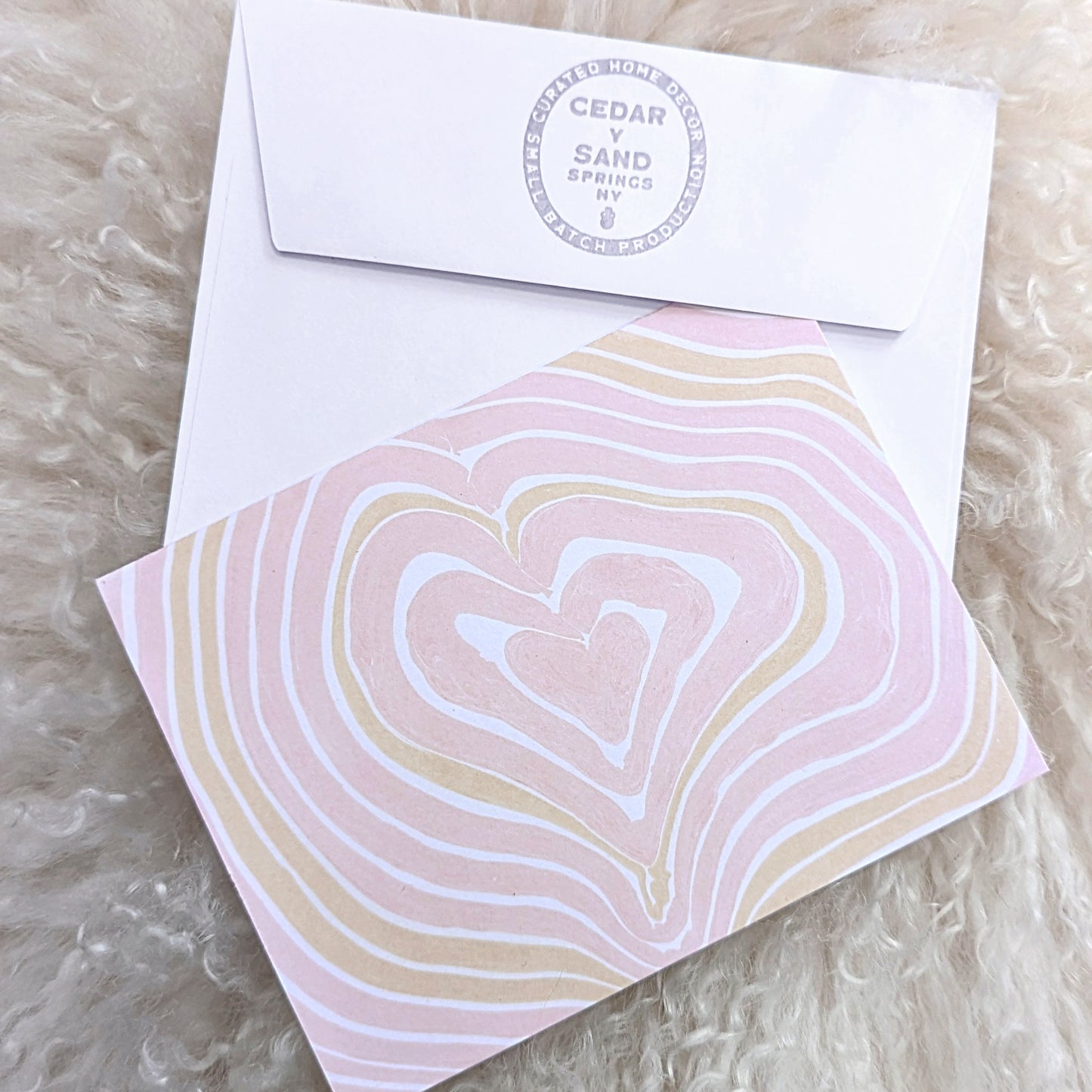 Suminagashi Rose Heart Notecard Set of 2