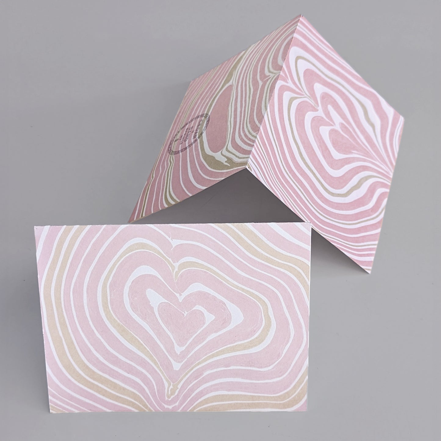 Suminagashi Rose Heart Notecard Set of 2