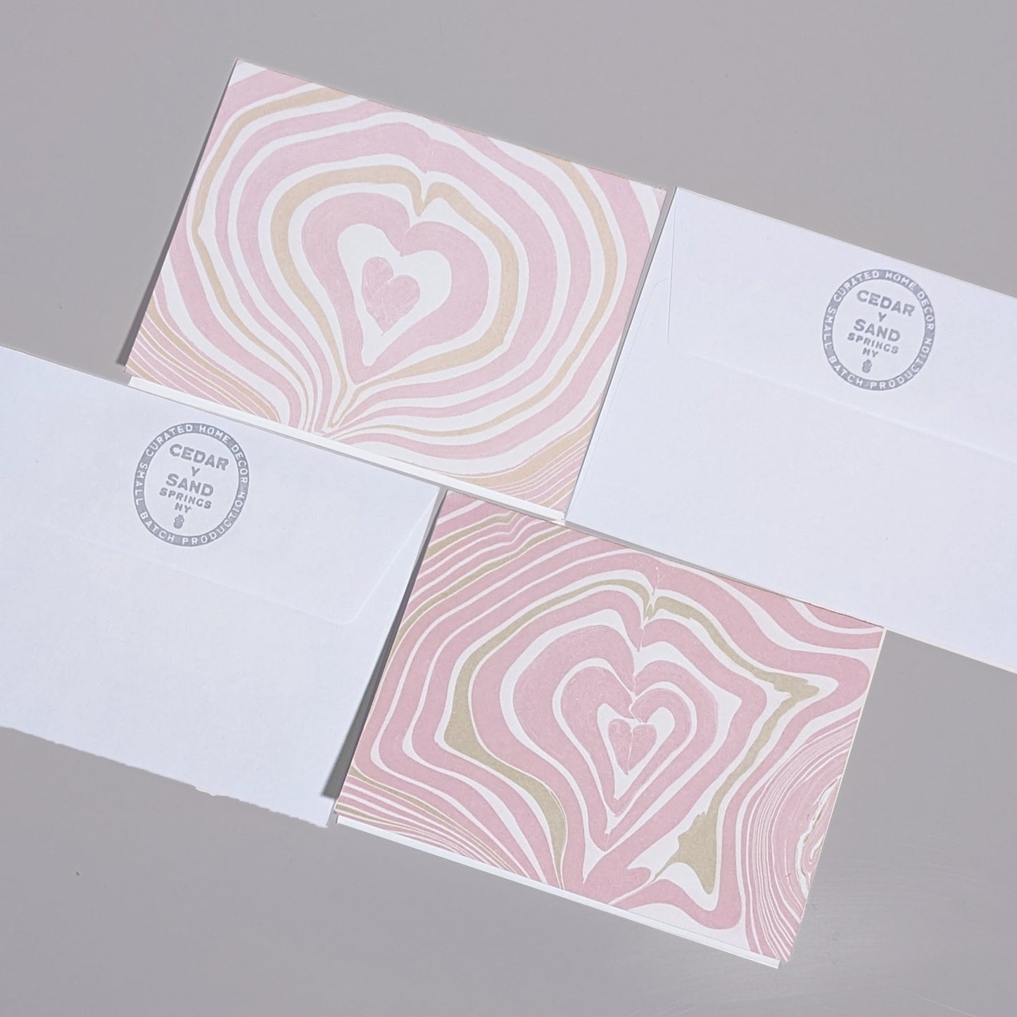 Suminagashi Rose Heart Notecard Set of 2