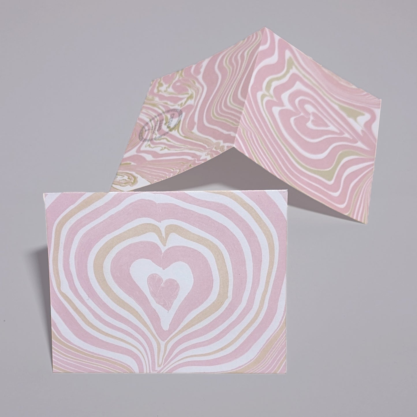 Suminagashi Rose Heart Notecard Set of 2
