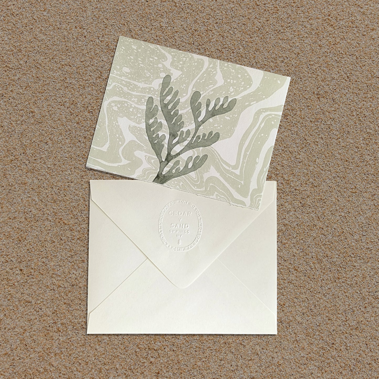 Marine Flora Suminagashi Notecard