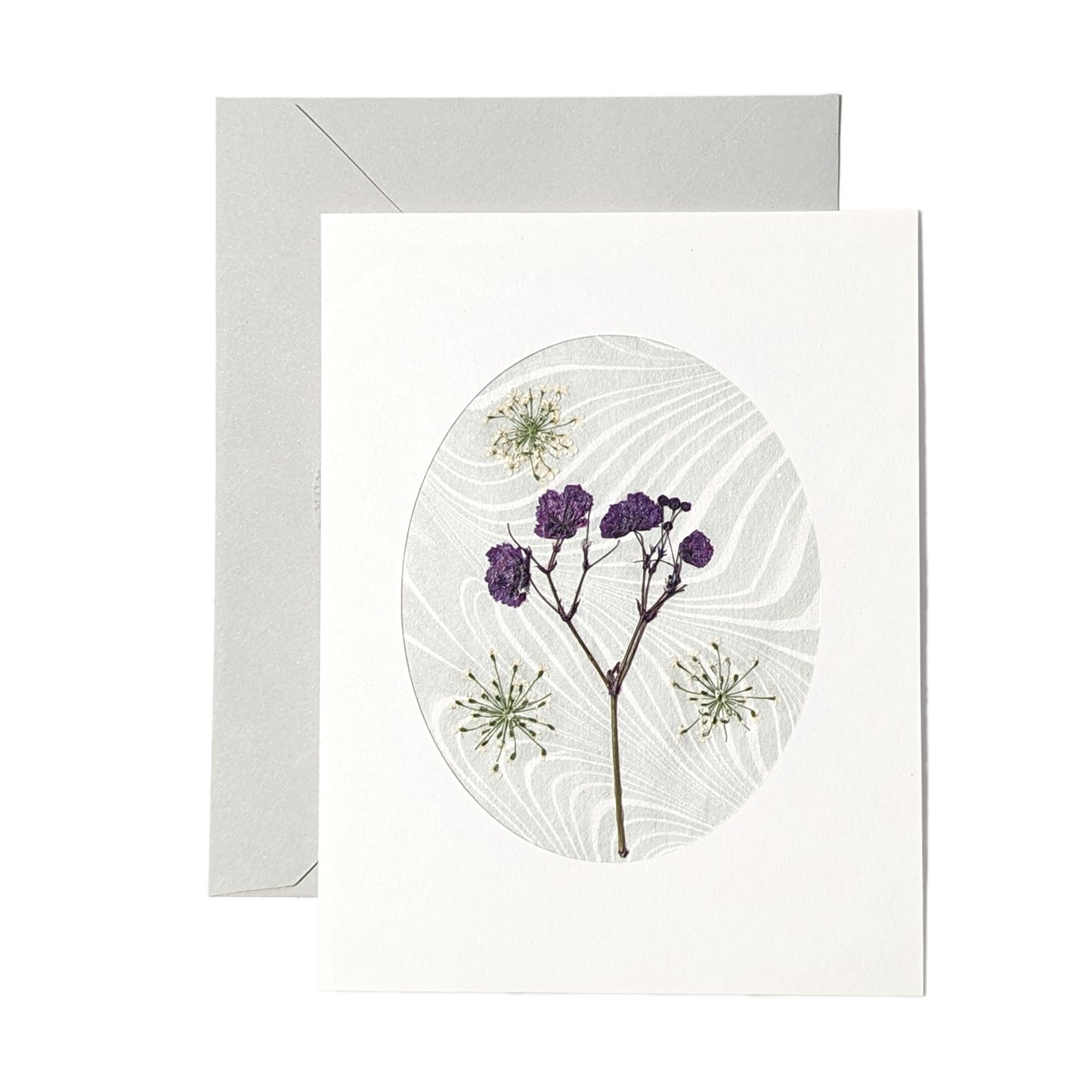 Suminagashi Pressed Flora Notecard: Garden Fog