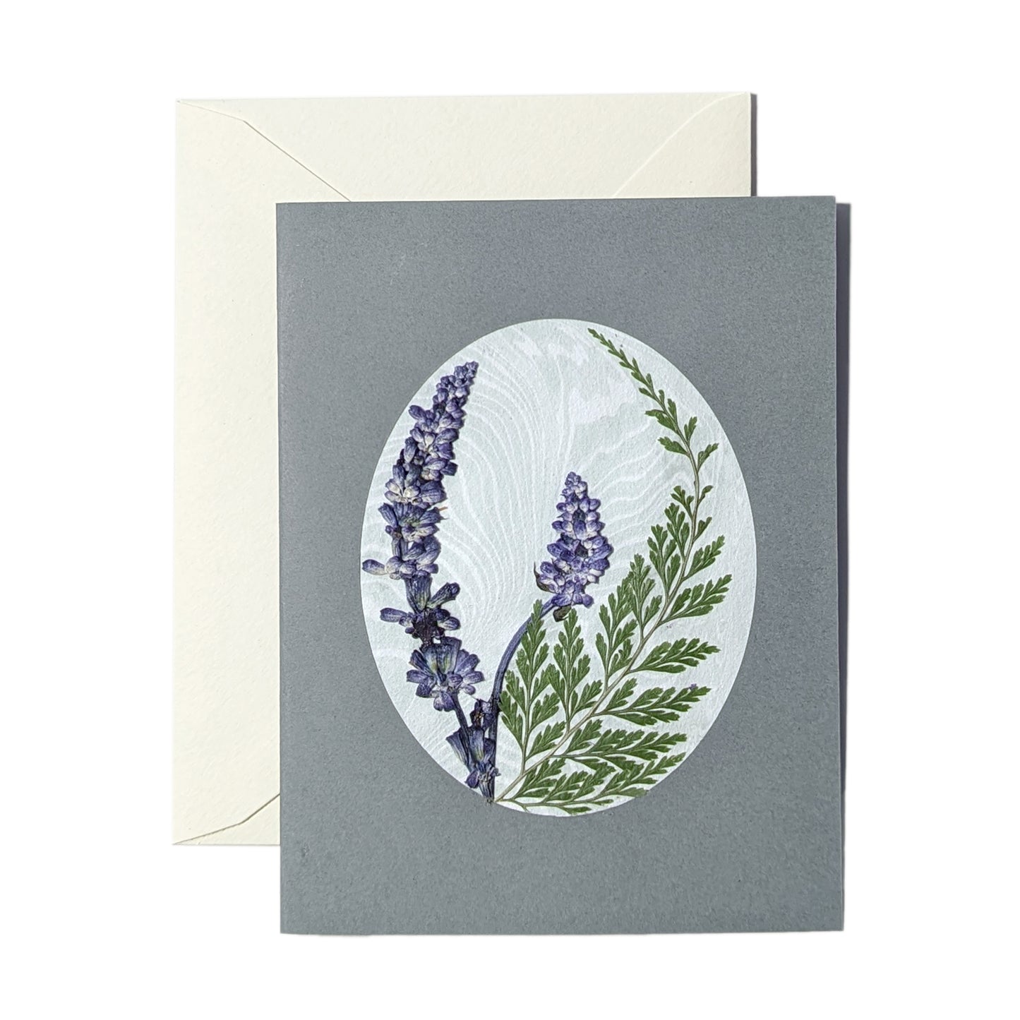 Suminagashi Pressed Flora Notecard: Slate Bloom