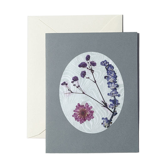 Suminagashi Pressed Flora Notecard: Slate Bloom