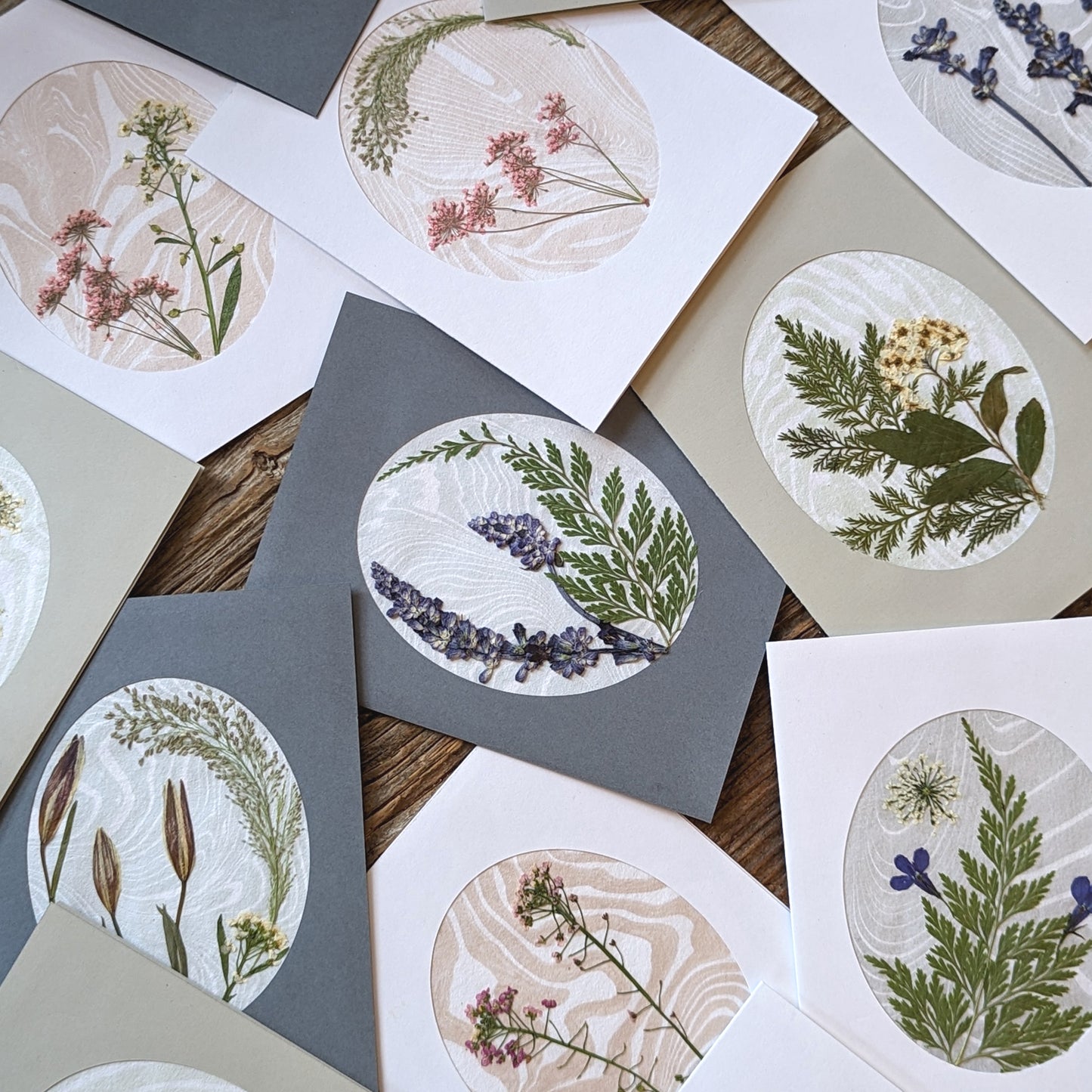 Suminagashi Pressed Flora Notecard | Meadow Sprigs