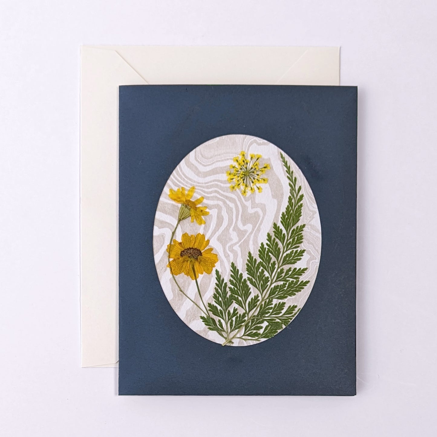 Suminagashi Pressed Flora Notecard: Twilight Flora