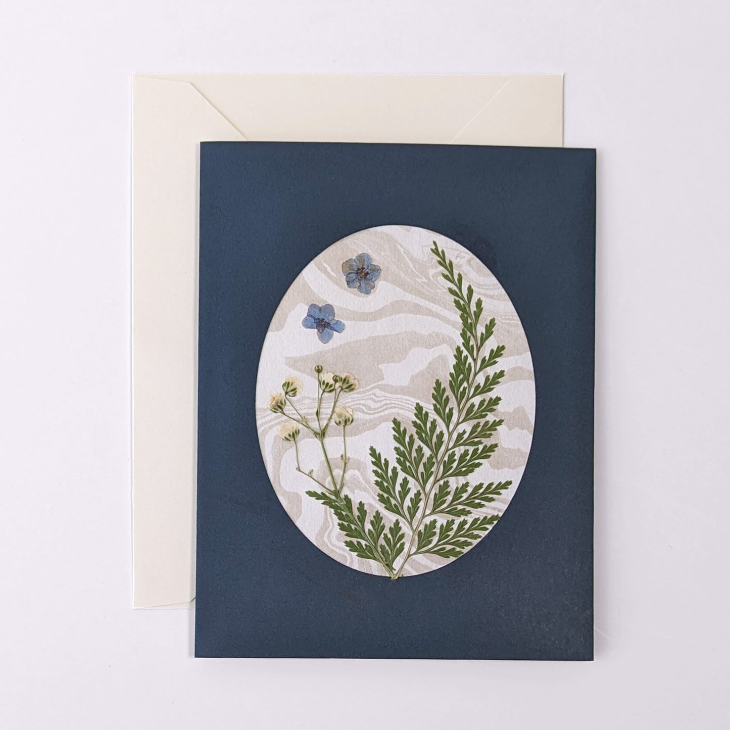 Suminagashi Pressed Flora Notecard: Twilight Flora