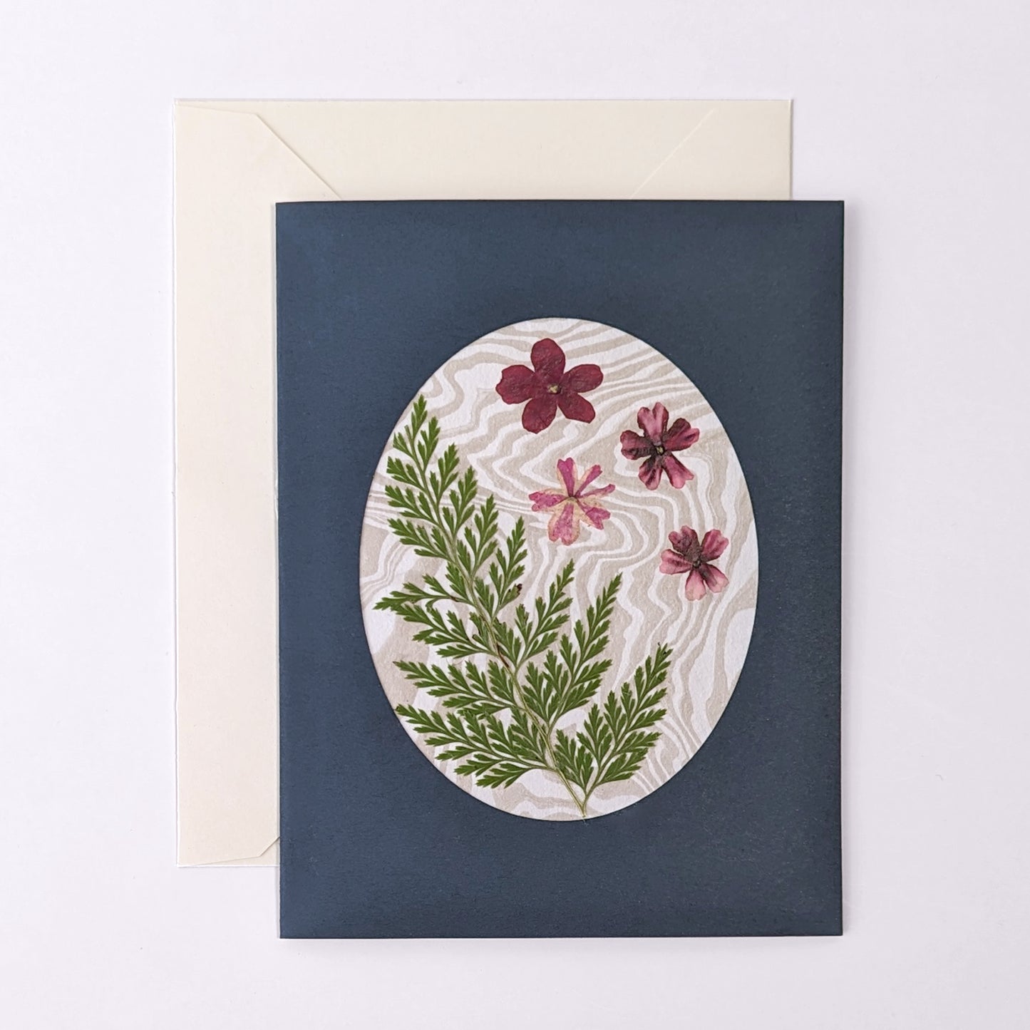 Suminagashi Pressed Flora Notecard: Twilight Flora