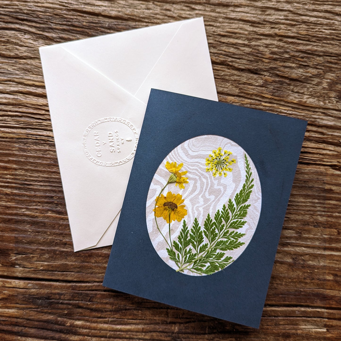 Suminagashi Pressed Flora Notecard: Twilight Flora