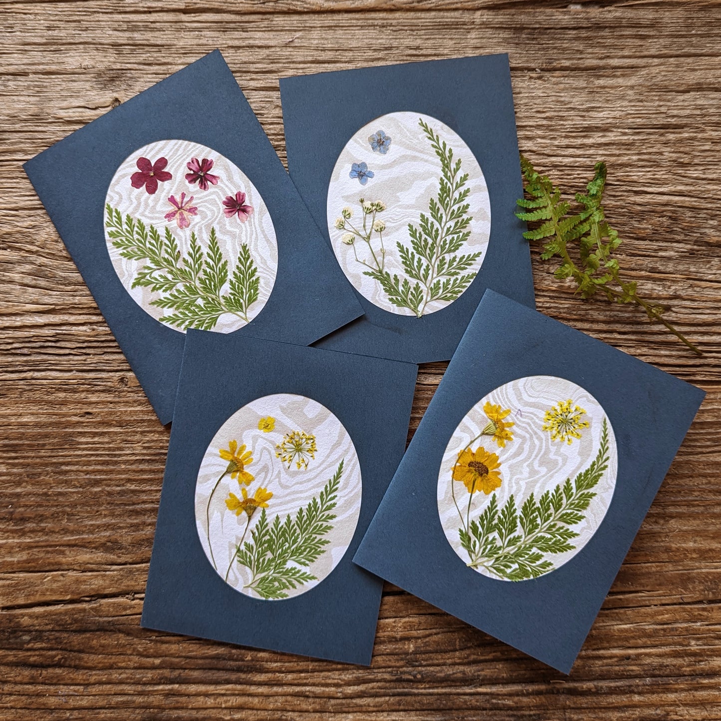 Suminagashi Pressed Flora Notecard: Twilight Flora
