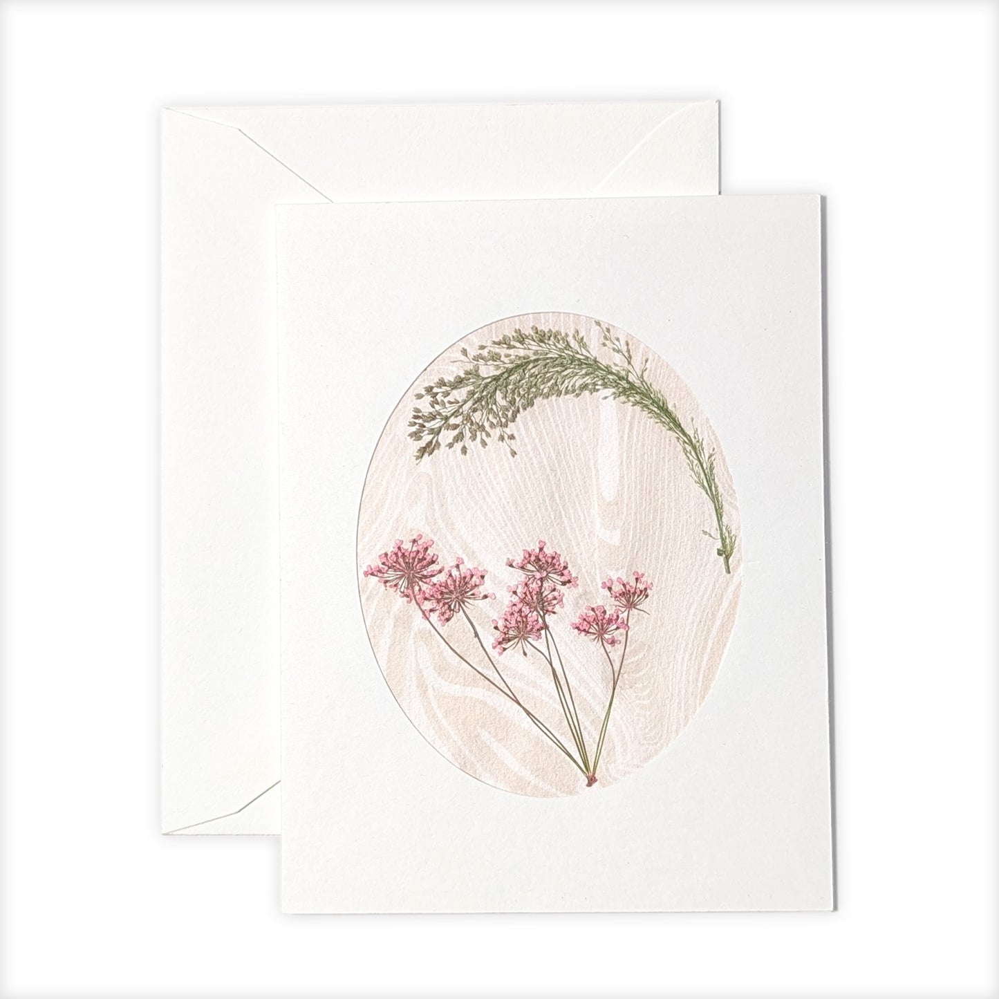 Suminagashi Pressed Flora Notecard: Wildflower Blush