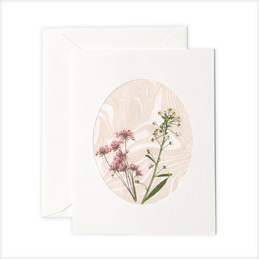 Suminagashi Pressed Flora Notecard: Wildflower Blush