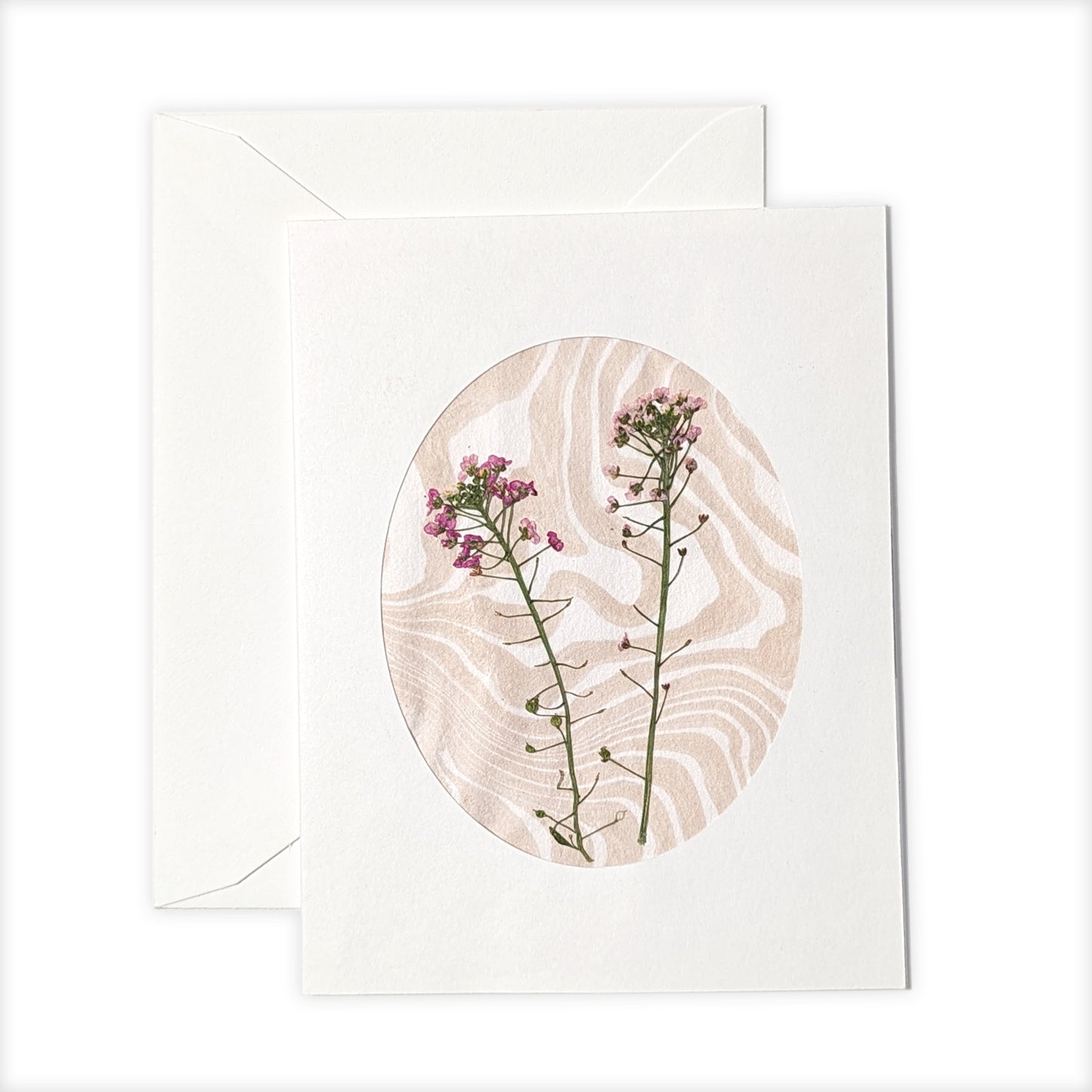Suminagashi Pressed Flora Notecard: Wildflower Blush