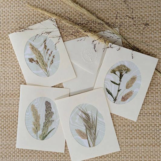 Suminagashi Pressed Flora Notecard | Walking Dunes Plume