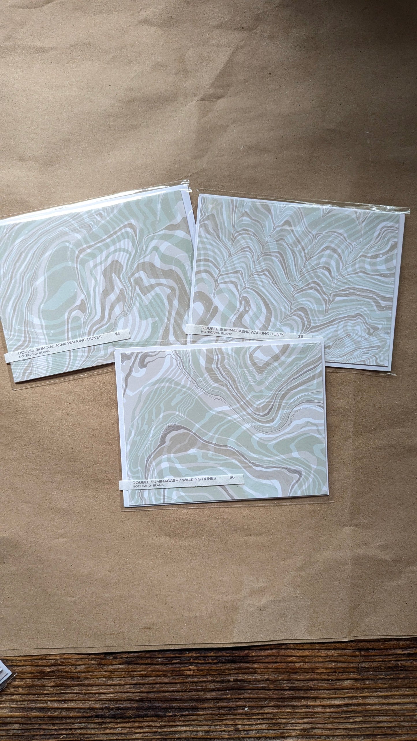 Double Suminagashi Notecard-Walking Dunes