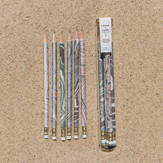Suminagashi Wrapped Pencil Set