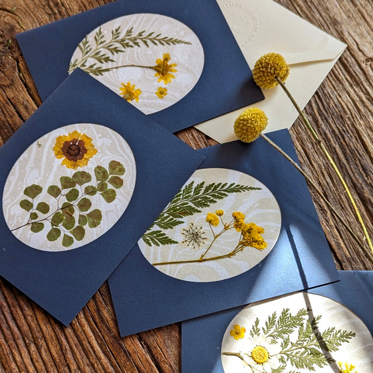 SUMINAGASHI PRESSED FLORA NOTECARDS | TWILIGHT FLORA