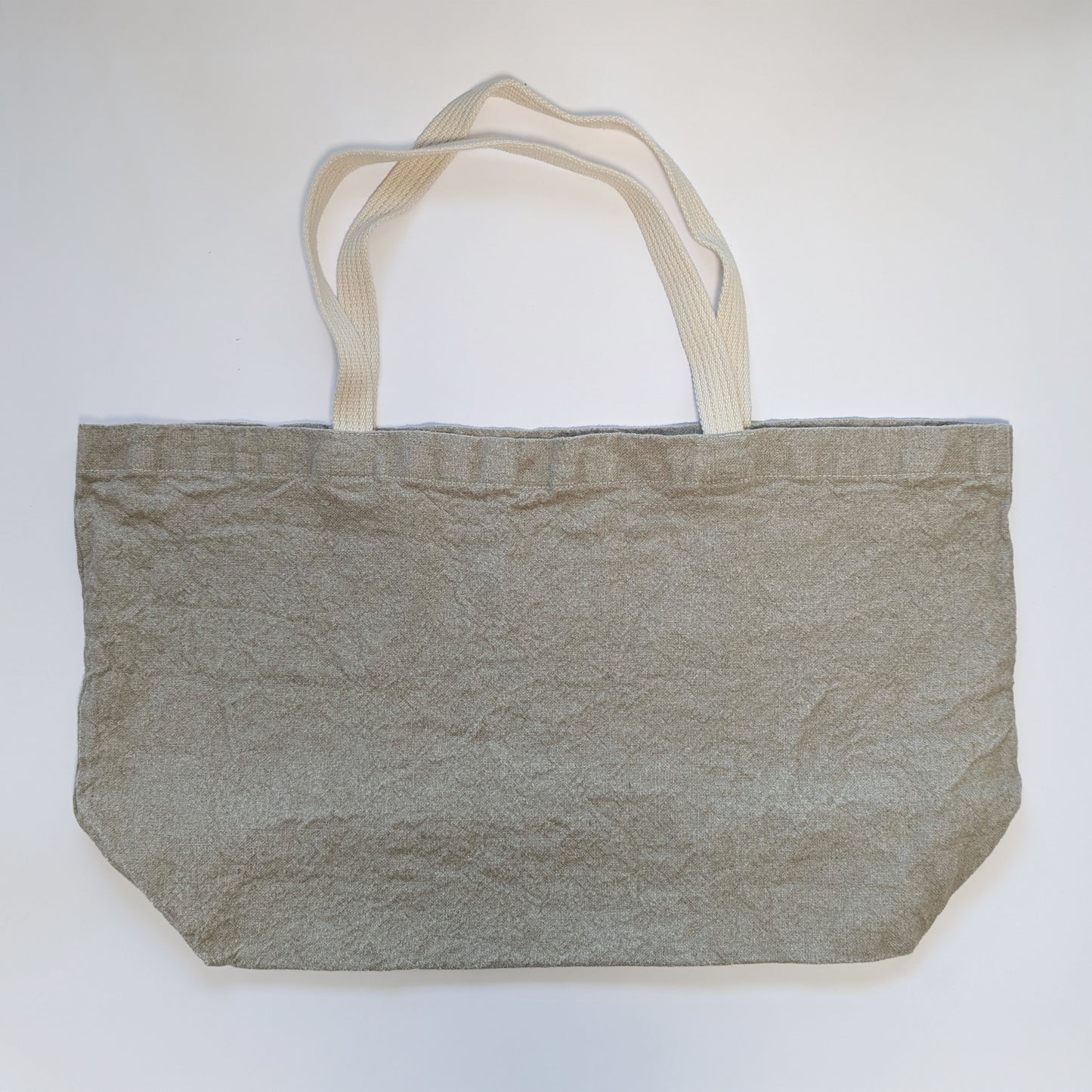 Front view of Charvet Doudou Natural linen tote bag with cotton shoulder straps
