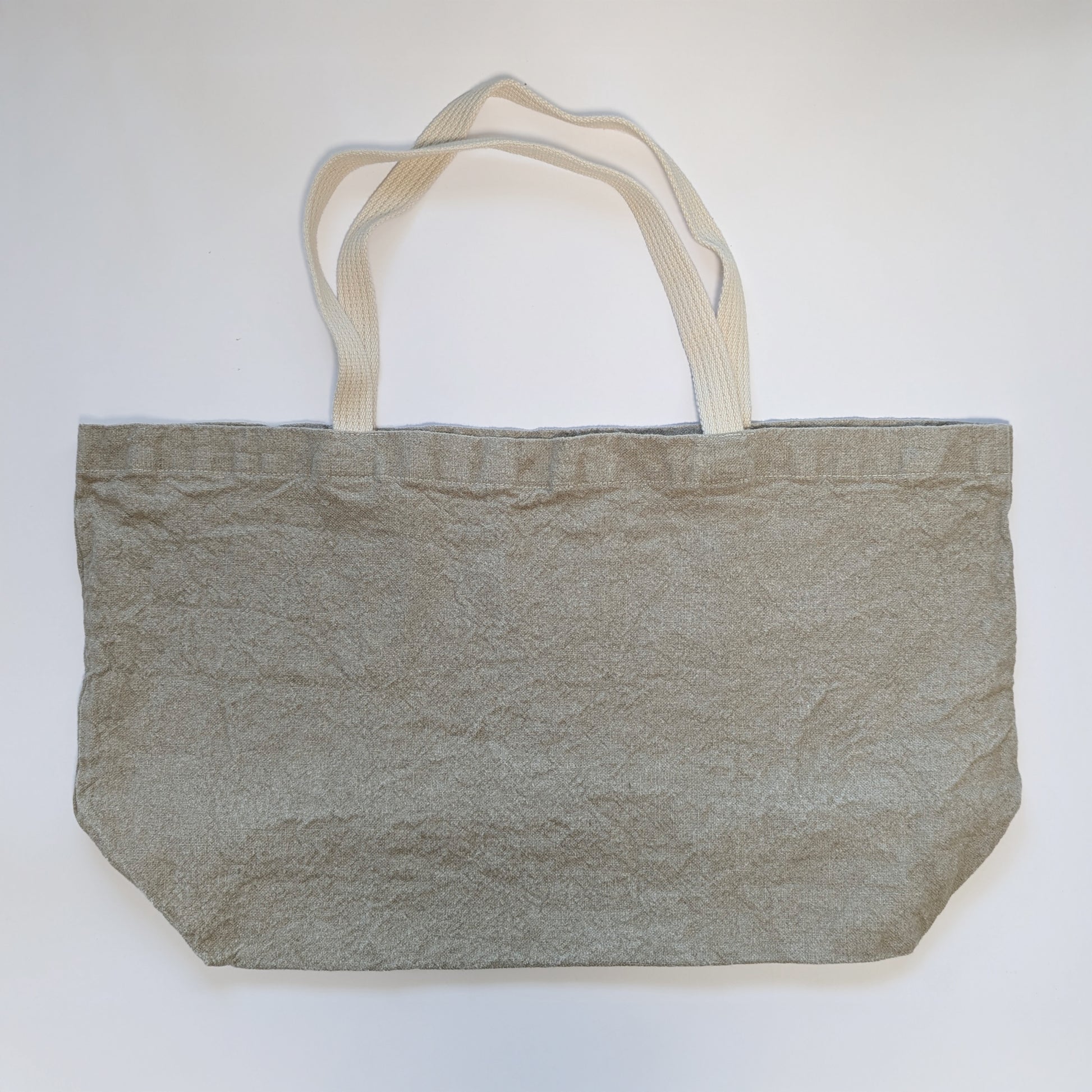 Front view of Charvet Doudou Natural linen tote bag with cotton shoulder straps