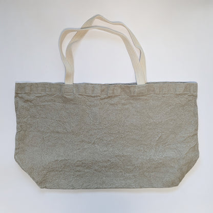 Front view of Charvet Doudou Natural linen tote bag with cotton shoulder straps