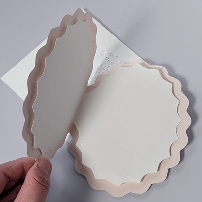 Flora of Affection petal notecard interior showing layered cut paper construction and blank writing space