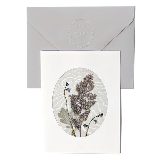 Suminagashi Pressed Flora Notecard | Garden Fog Ash