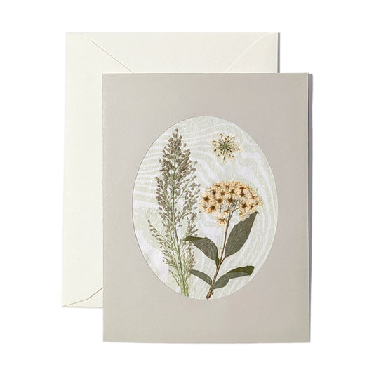 Suminagashi Pressed Flora Notecard | Meadow Mustard