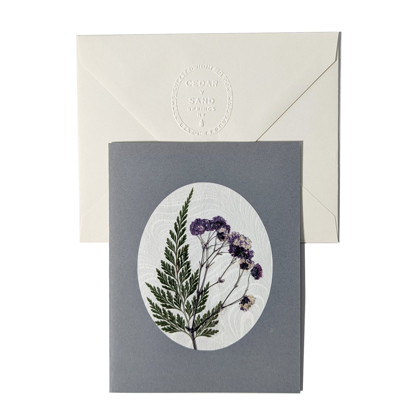 Suminagashi Pressed Flora Notecard | Slate Bloom Plum