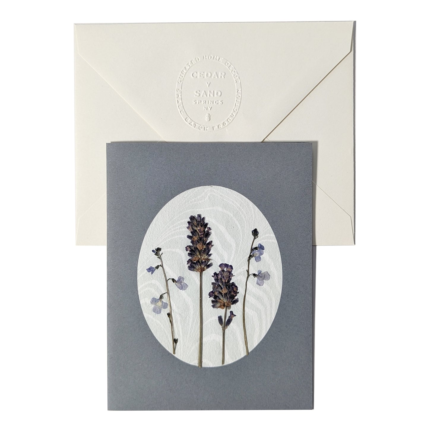 Suminagashi Pressed Flora Notecard | Slate Bloom Viola