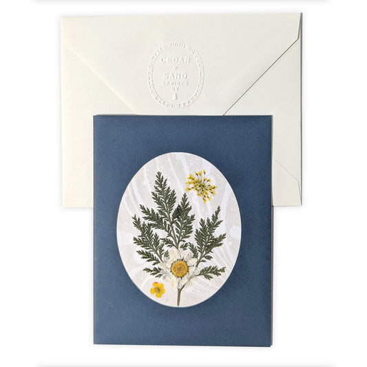 Suminagashi Pressed Flora Notecard | Twilight Flora Daisy