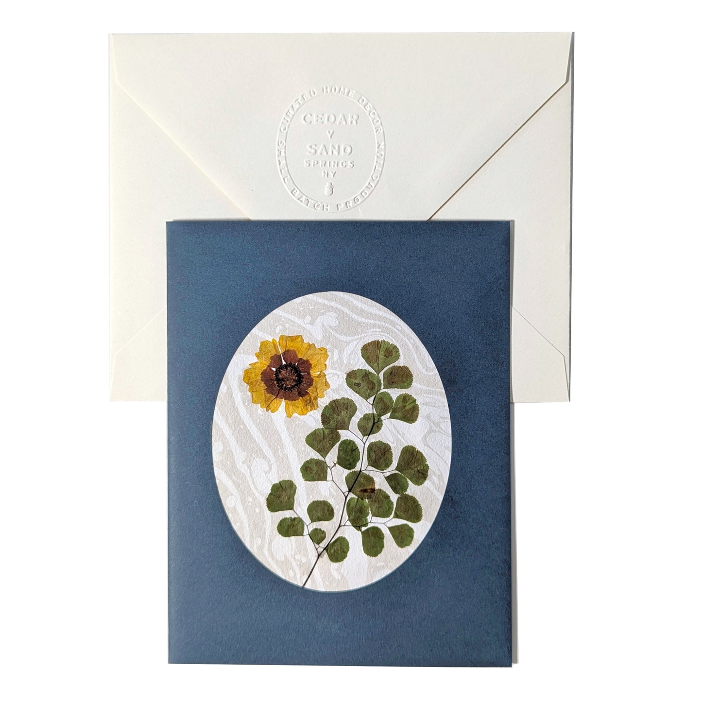 Suminagashi Pressed Flora Notecard | Twilight Flora Fern