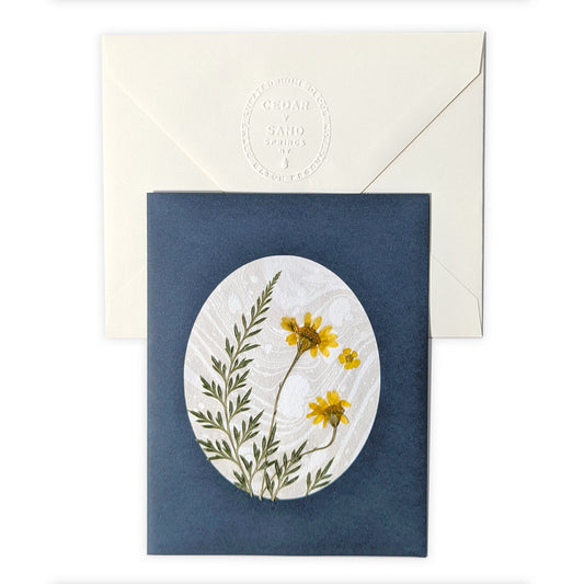 Suminagashi Pressed Flora Notecard | Twilight Flora Golden