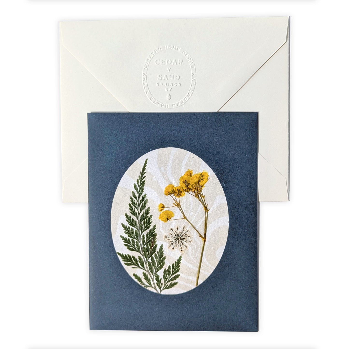 Suminagashi Pressed Flora Notecard | Twilight Flora Yellow