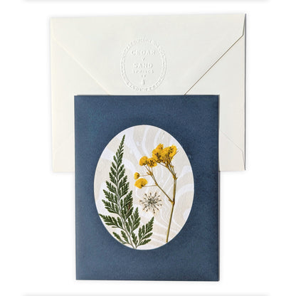 Suminagashi Pressed Flora Notecard | Twilight Flora Yellow