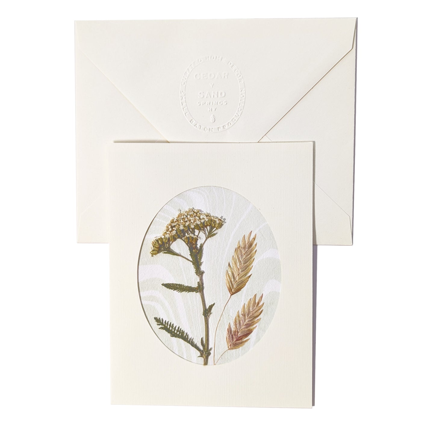 Suminagashi Pressed Flora Notecard | Walking Dunes Oat